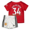 Original Trikotsatz Manchester United Van De Beek 34 Heimtrikot 2022-23 Für Kinder